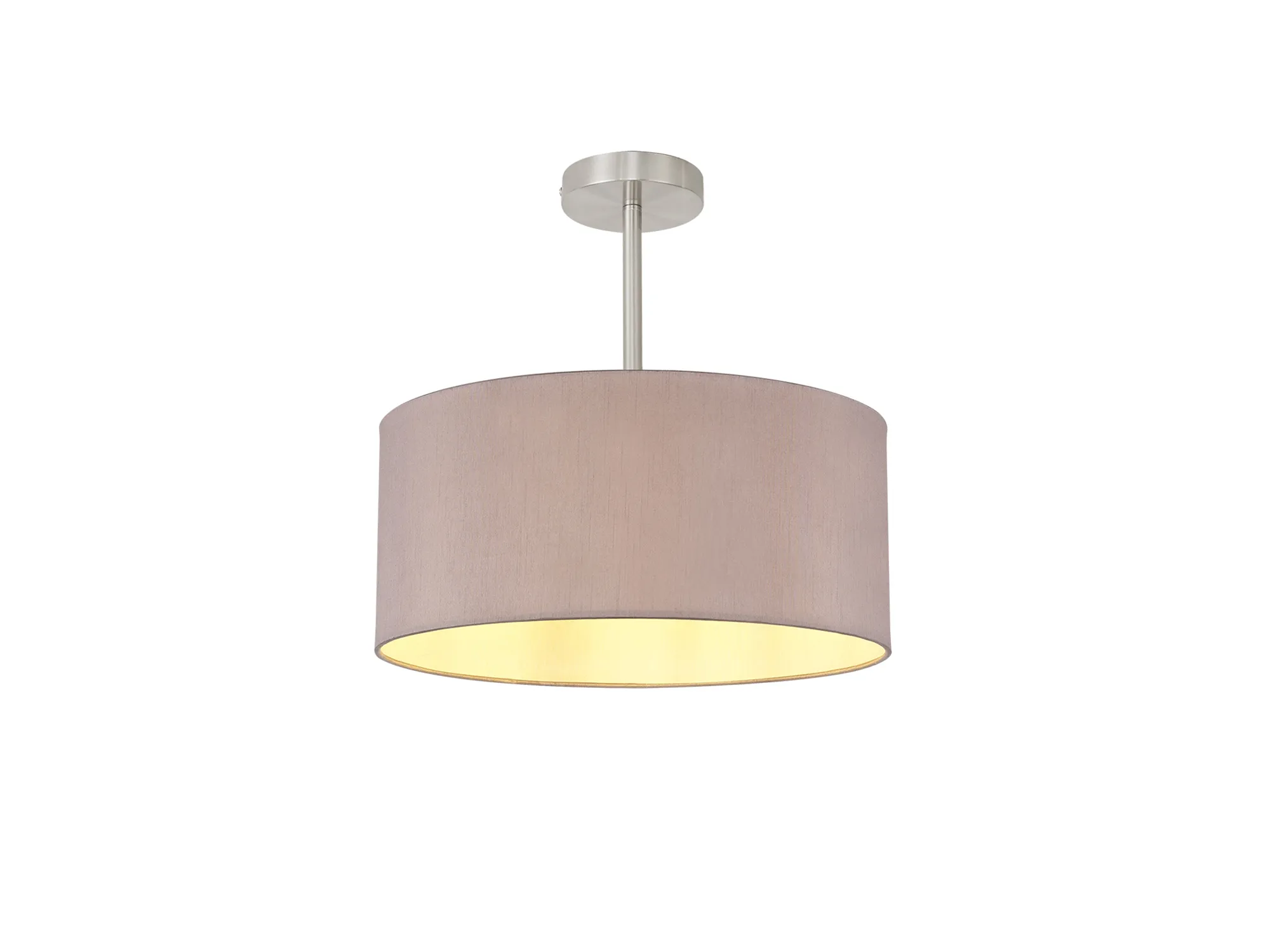 DK0249  Baymont 40cm Semi Flush 1 Light Satin Nickel, Taupe/Halo Gold